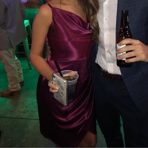 Maroon Satin Cocktail Dress Size Small!